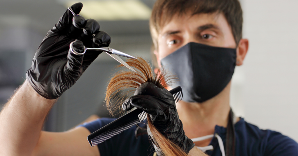 nitrile gloves hair cut